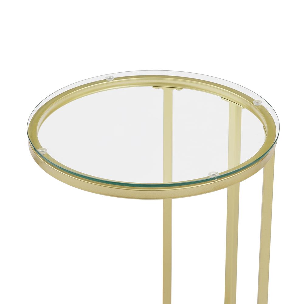 16" Round C Table - Glass/Gold. Picture 2