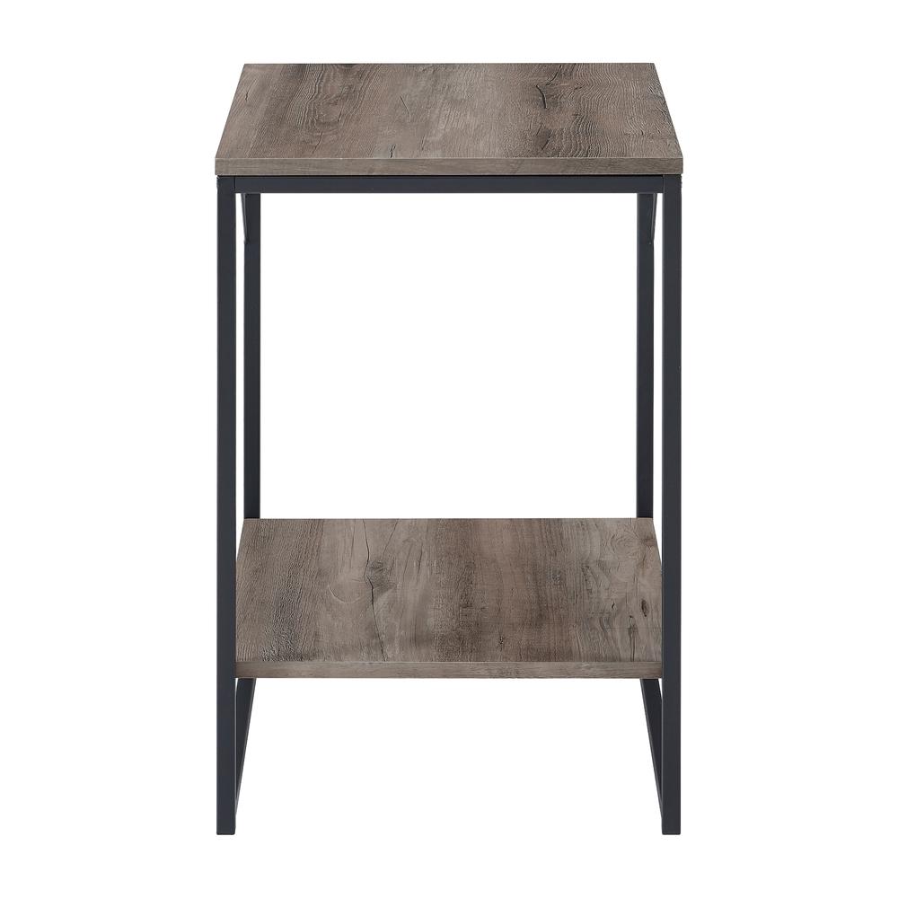 16" Industrial Metal Accent Side Table - Gray Wash. Picture 4