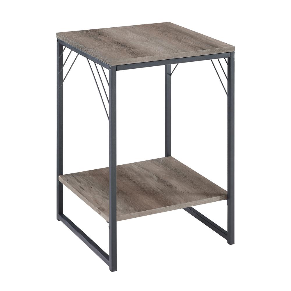 16" Industrial Metal Accent Side Table - Gray Wash. Picture 6