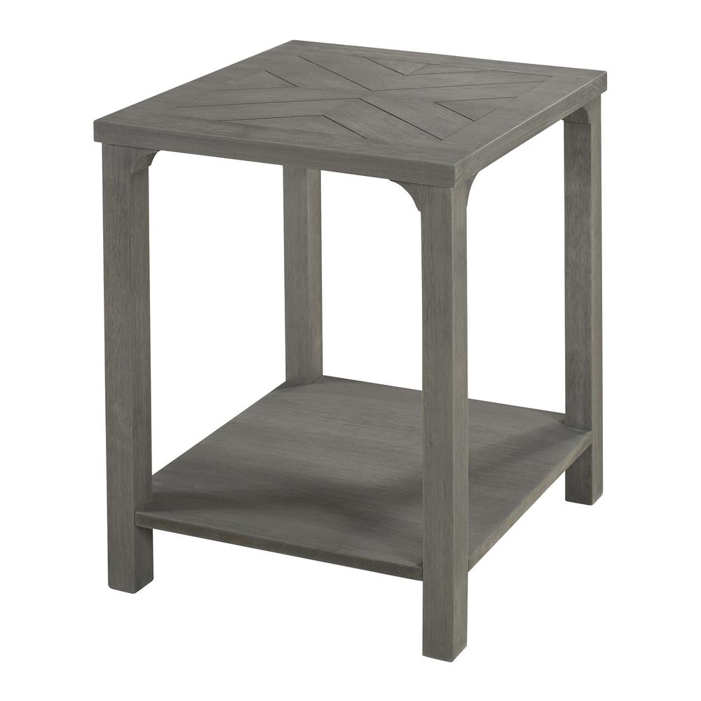 18" Solid Wood Chevron Side Table - Grey. Picture 1