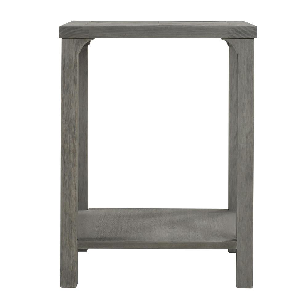 18" Solid Wood Chevron Side Table - Grey. Picture 3