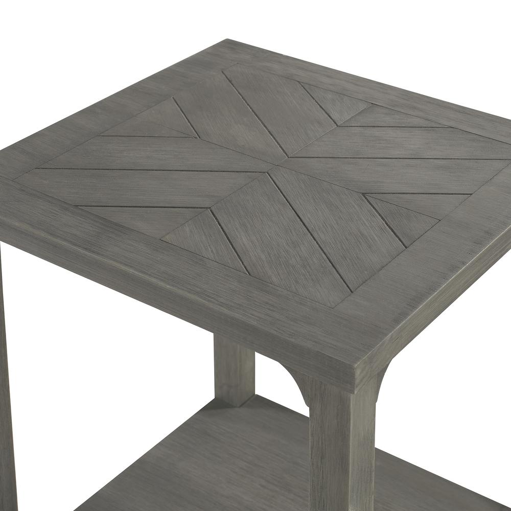 18" Solid Wood Chevron Side Table - Grey. Picture 4