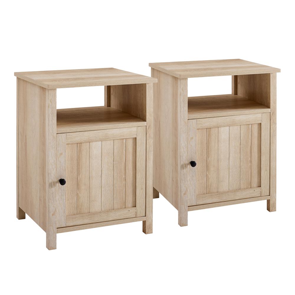 Craig Grooved Door Side Table Set - White Oak. Picture 1