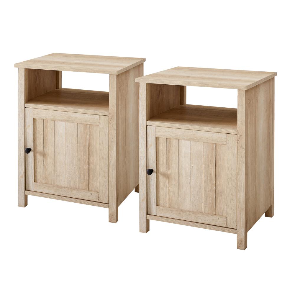 Craig Grooved Door Side Table Set - White Oak. Picture 4
