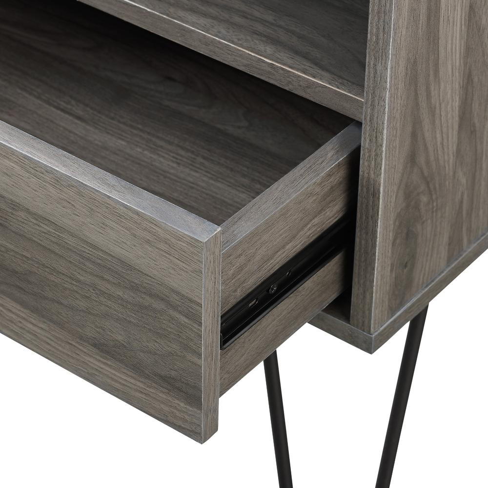 18" Modern Single Drawer Hairpin Leg Side Table - Slate Grey. Picture 4