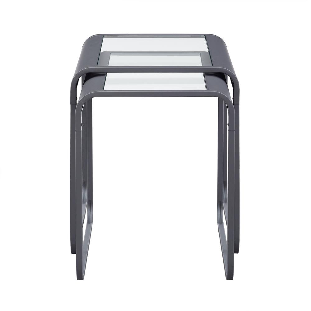 Glass and Metal Nesting Tables - Gunmetal. Picture 2
