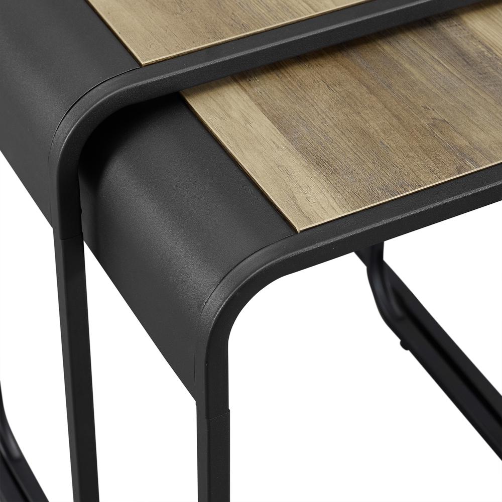 Wood and Metal Nesting Tables - Rustic Oak / Black. Picture 4