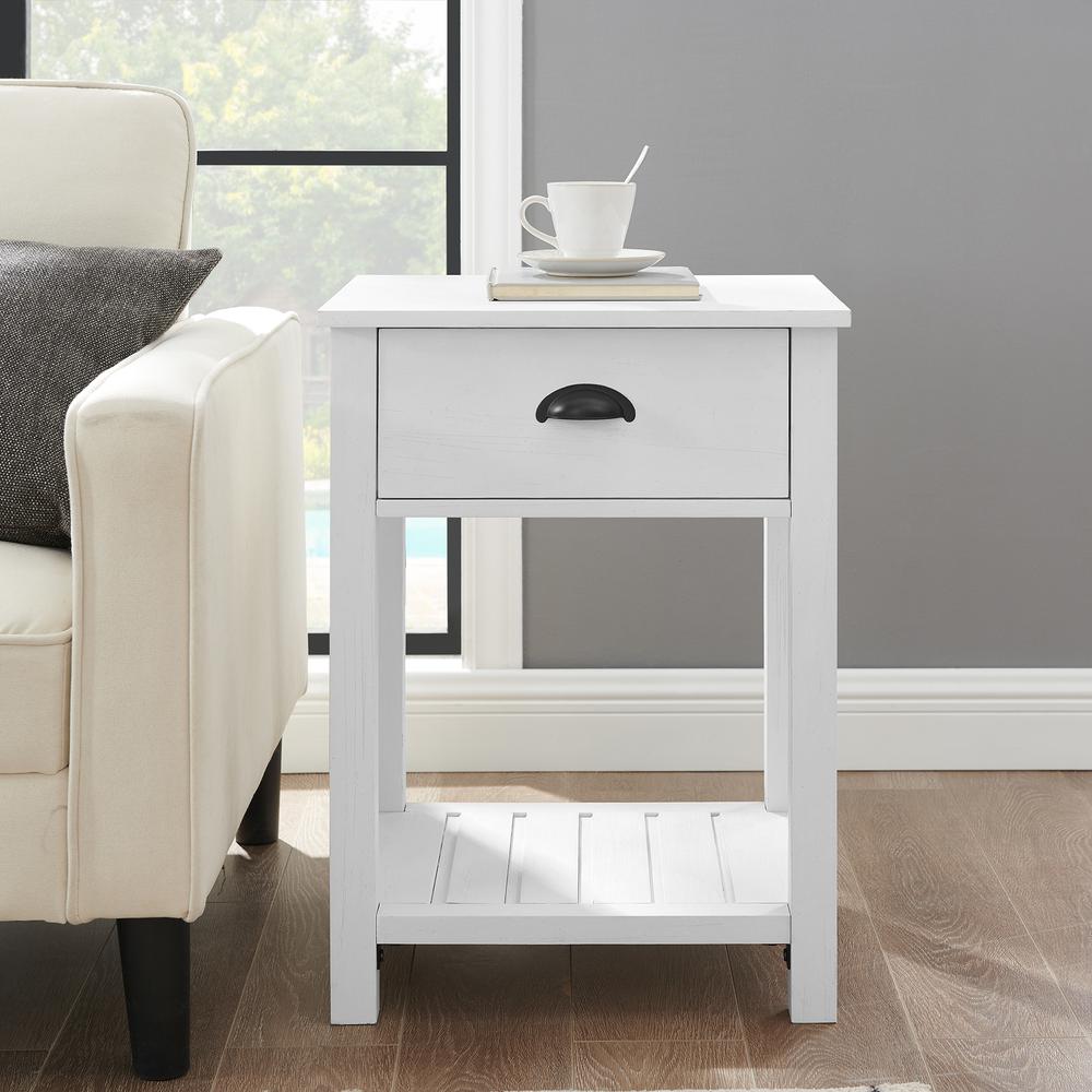 18" 1-Drawer Country Side Table - Brushed White. Picture 10