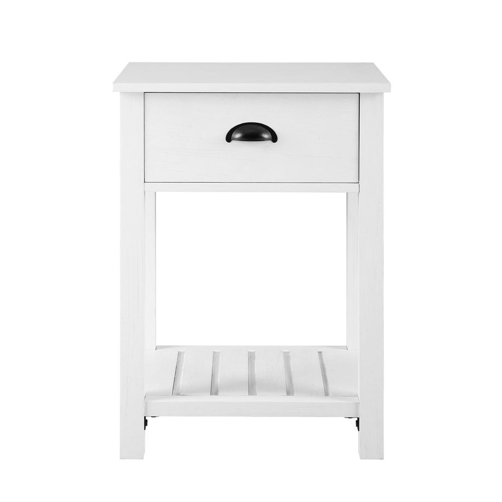 18" 1-Drawer Country Side Table - Brushed White. Picture 2