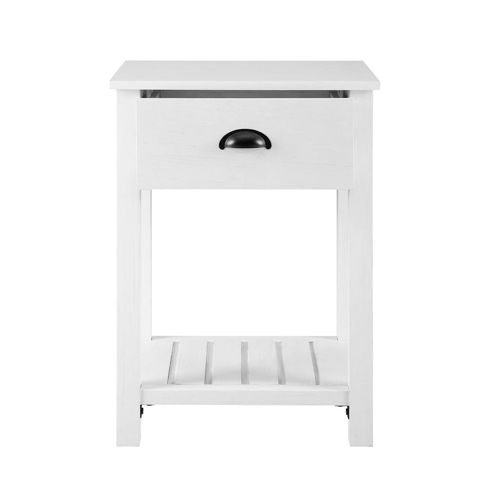 18" 1-Drawer Country Side Table - Brushed White. Picture 4