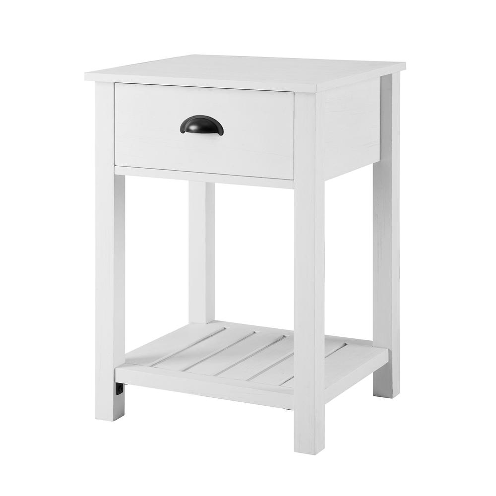 18" 1-Drawer Country Side Table - Brushed White. Picture 3
