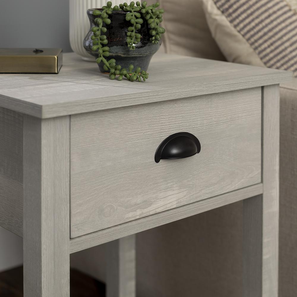 Country Farmhouse Single Drawer Side Table Set - Stone Grey. Picture 8