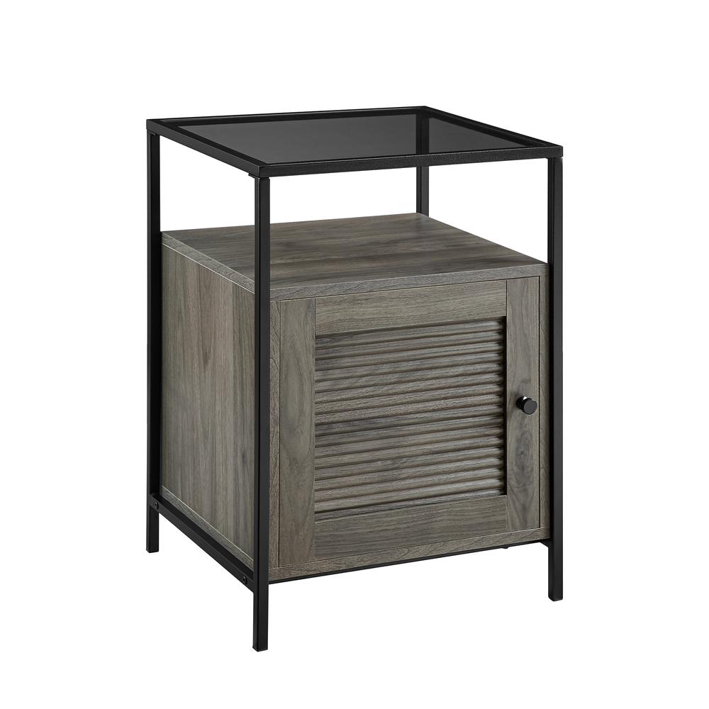 18" Fluted Door End Table - Slate Grey. Picture 1