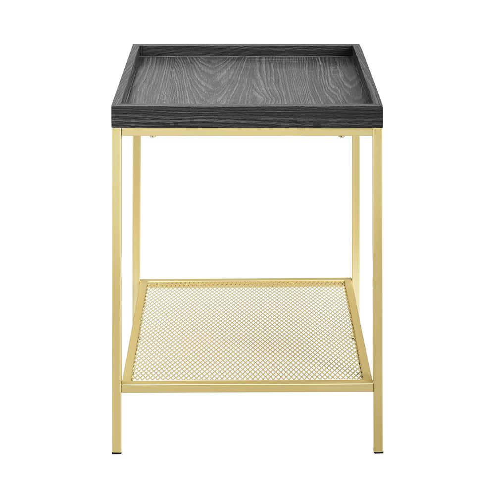 18" Square Side Table with Metal Mesh Shelf - Graphite/Gold. Picture 3