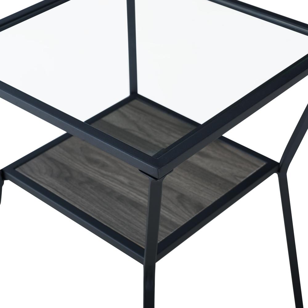 18" Modern Metal & Glass Side Table - Slate Grey. Picture 4