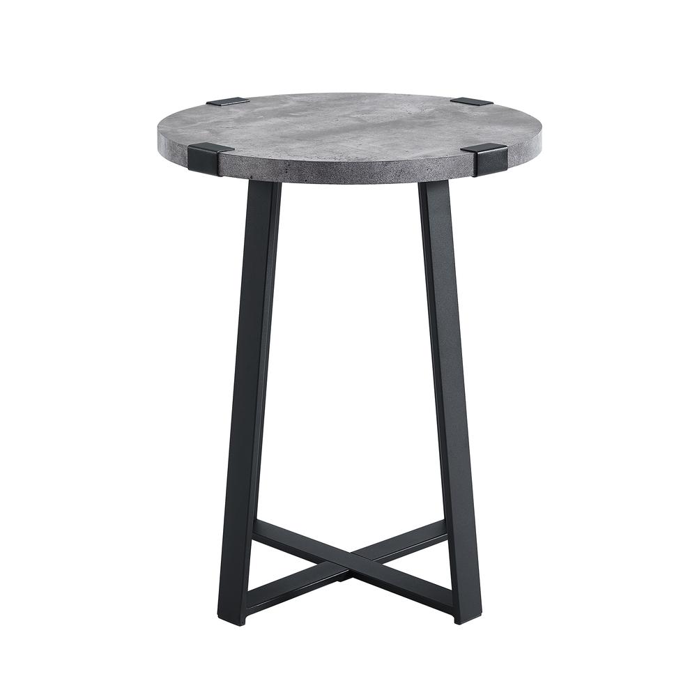 18" Metal Wrap Side Table - Dark Concrete. Picture 1