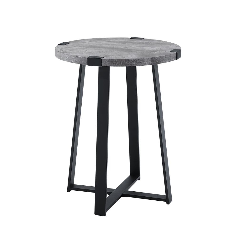 18" Metal Wrap Side Table - Dark Concrete. Picture 3