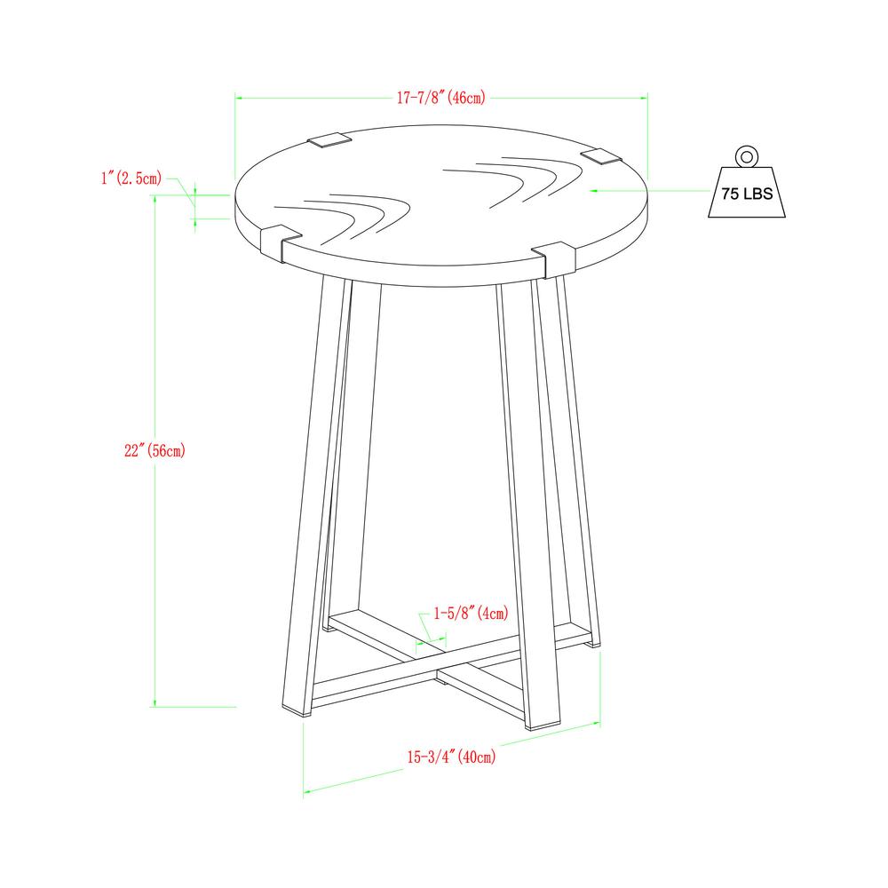 Modern Industrial 2-Piece Metal Wrap Side Table Set – Dark Walnut. Picture 9
