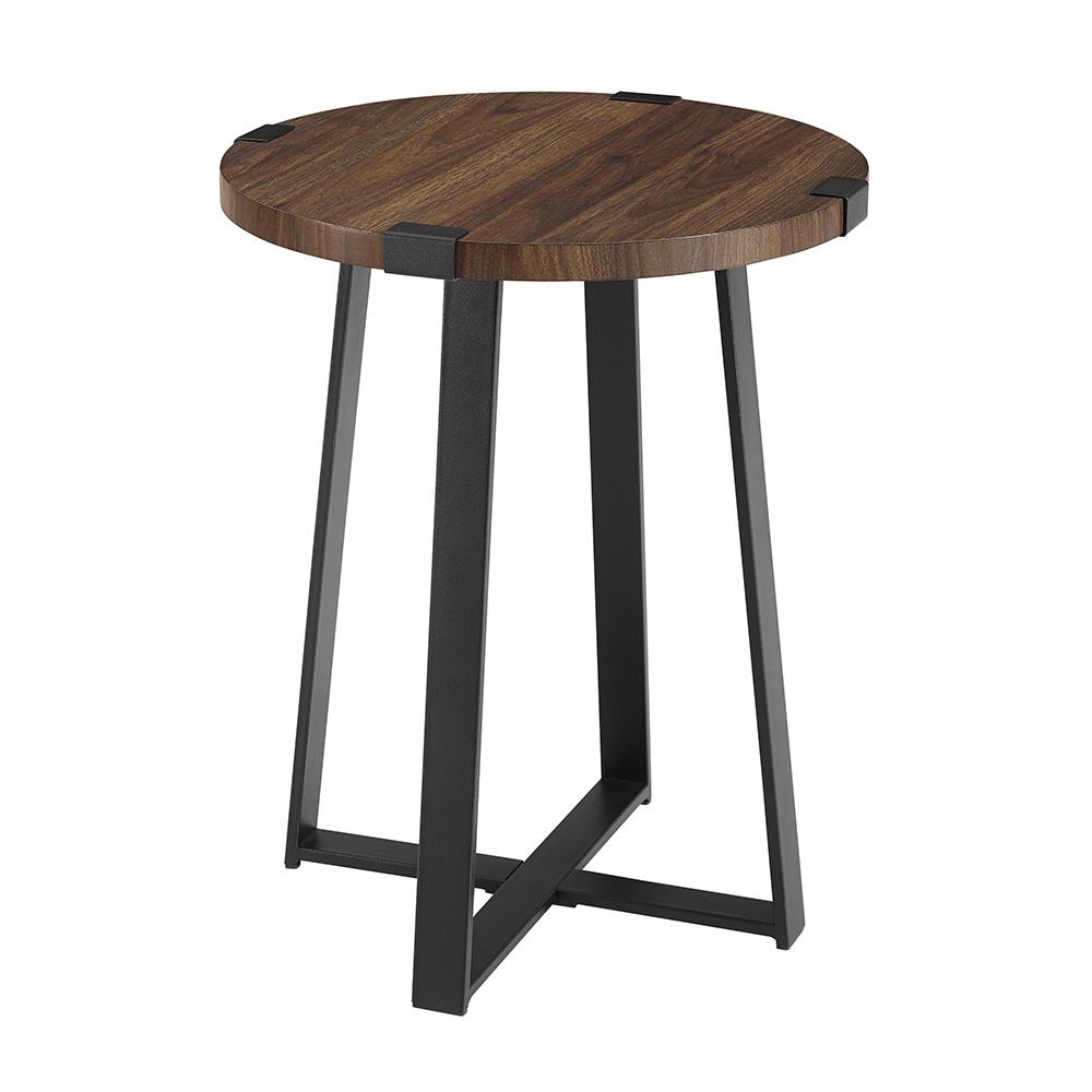 18" Metal Wrap Round Side Table - Dark Walnut. The main picture.