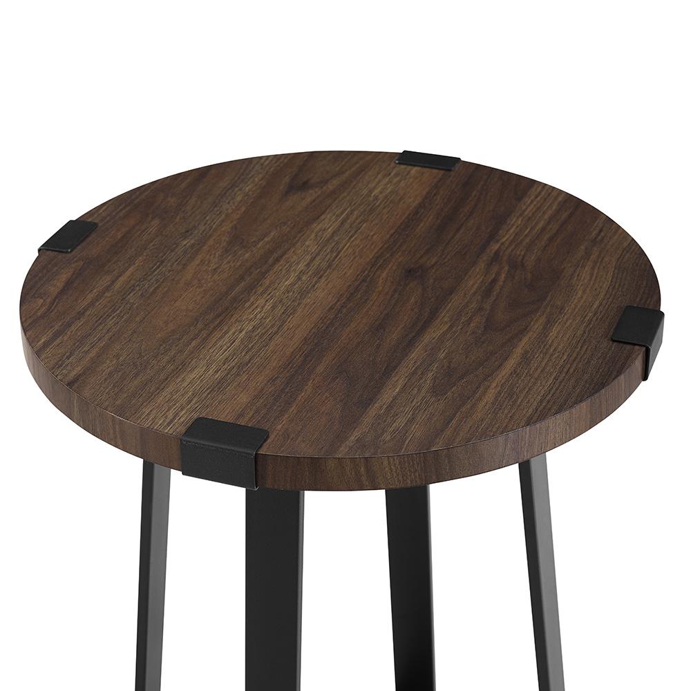 18" Metal Wrap Round Side Table - Dark Walnut. Picture 4