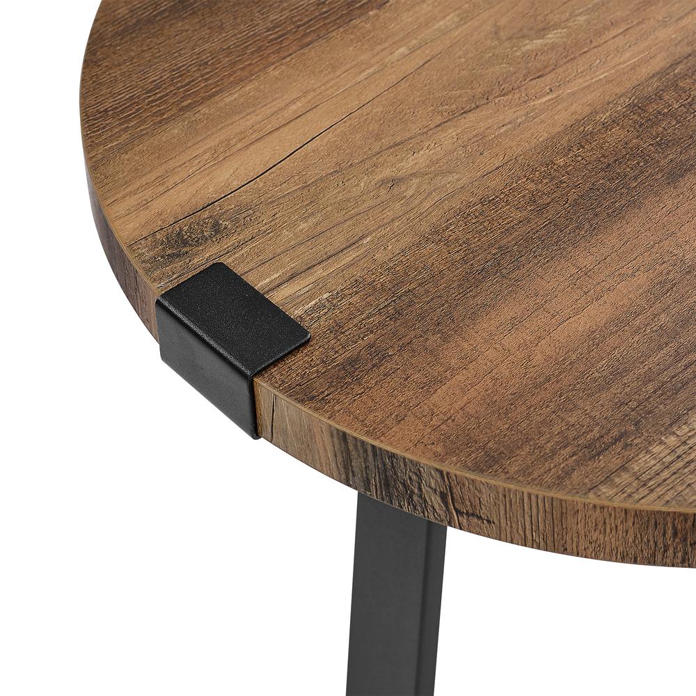 Modern Industrial 2-Piece Metal Wrap Side Table Set – Rustic Oak. Picture 7