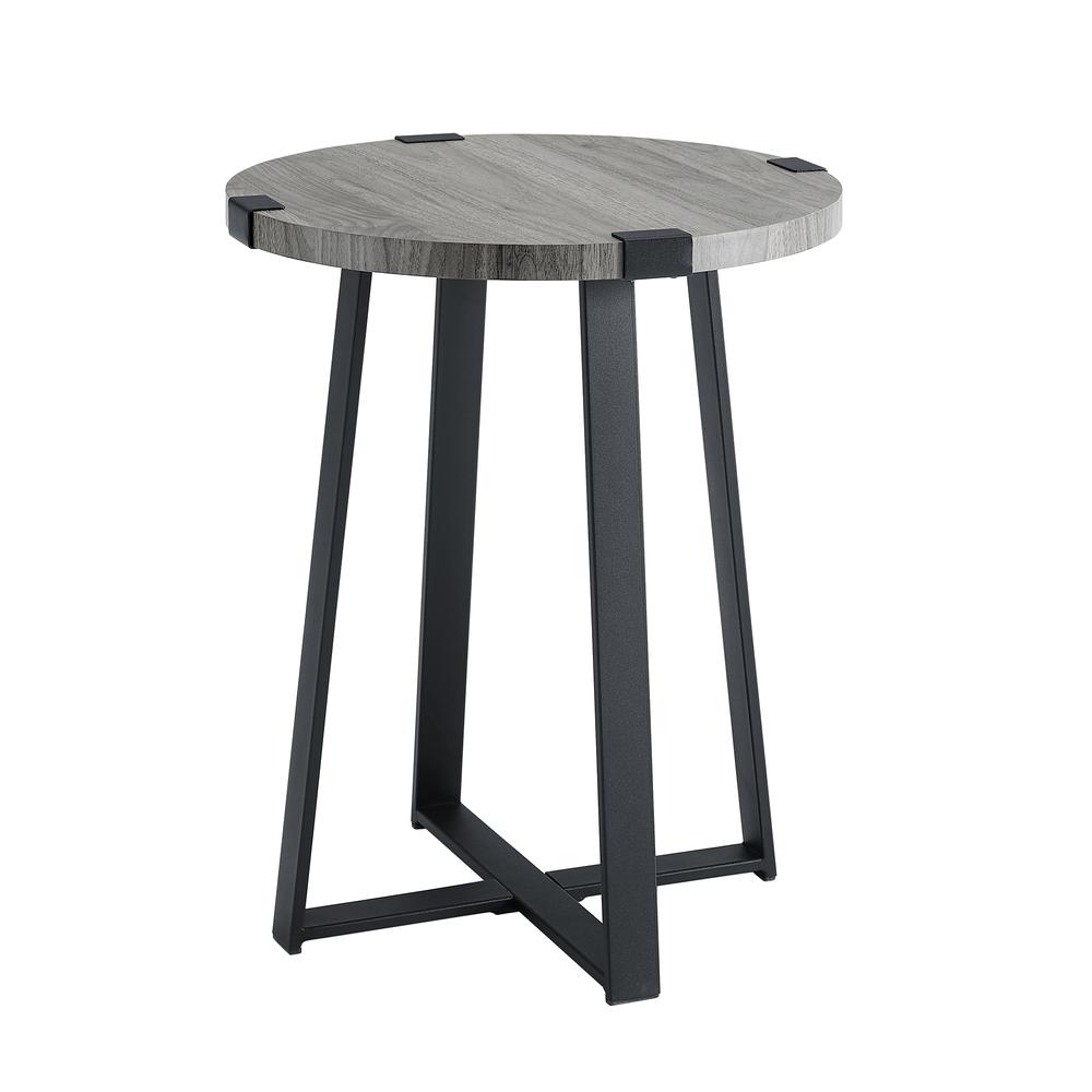 18" Metal Wrap Side Table - Slate Grey. Picture 1
