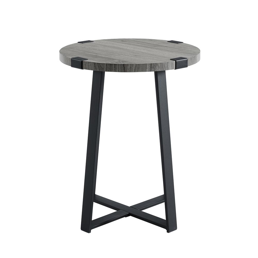 18" Metal Wrap Side Table - Slate Grey. Picture 3