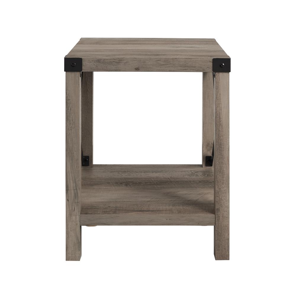 18" Rustic Urban Industrial Metal X Accent Side Table - Grey Wash. Picture 19