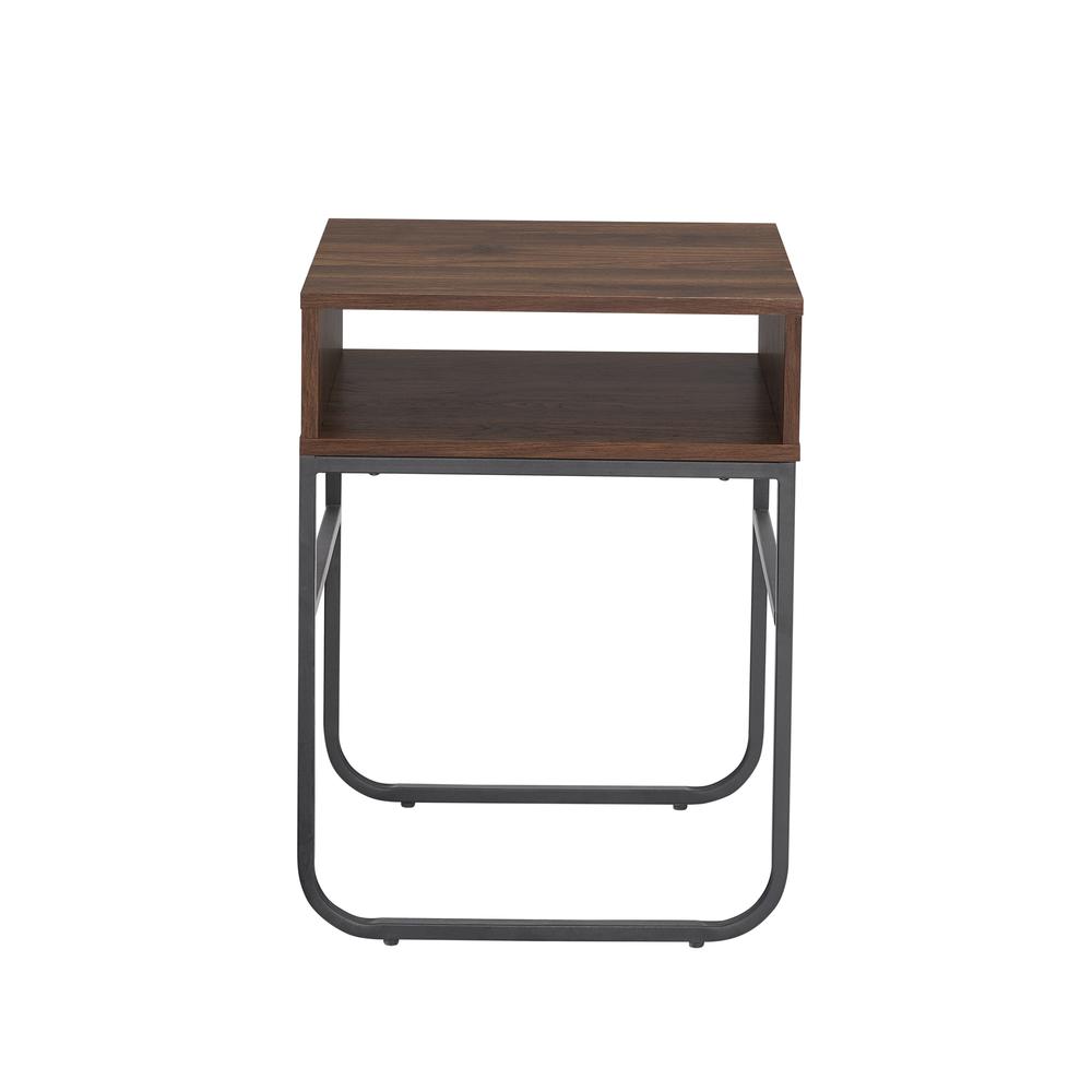 18" Curved Metal Leg Side Table - Dark Walnut. Picture 5