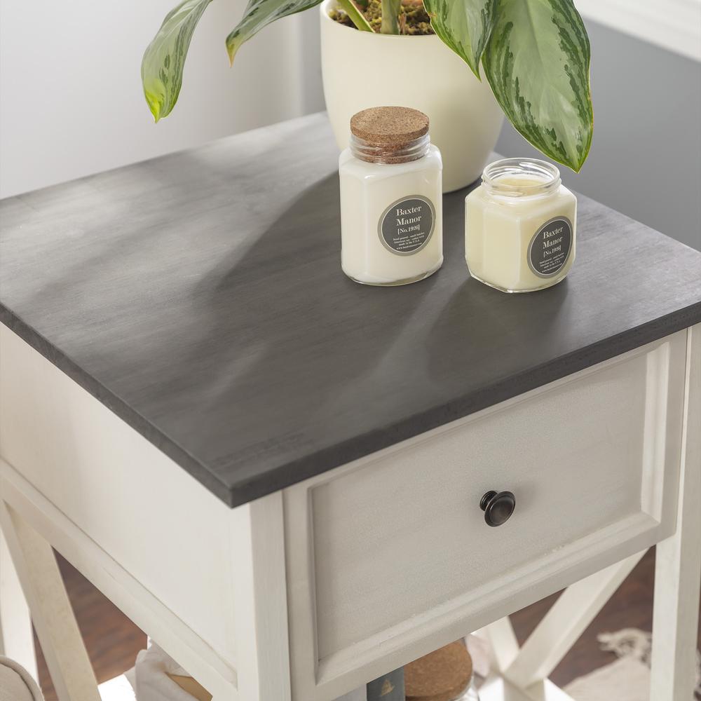 Rustic V-Frame Side Table Set – Grey/White Wash. Picture 8