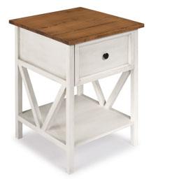 19" 1 Drawer Wood Side Table - Reclaimed Barnwood / White Wash. The main picture.