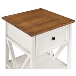 19" 1 Drawer Wood Side Table - Reclaimed Barnwood / White Wash. Picture 5