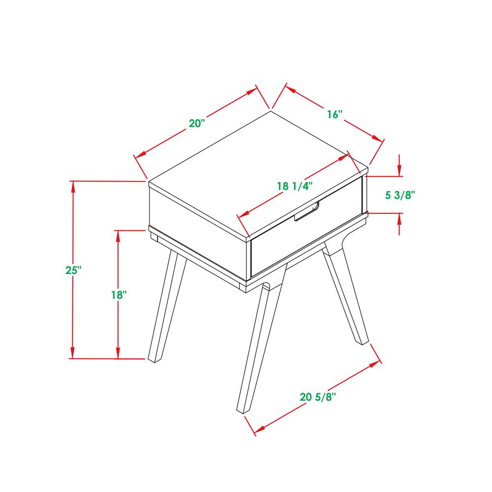 Mateo 1 Drawer Modern Side Table - Black/Caramel. Picture 1