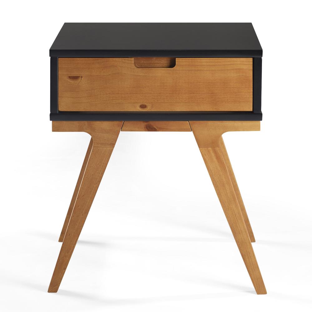 Mateo 1 Drawer Modern Side Table - Black/Caramel. Picture 5