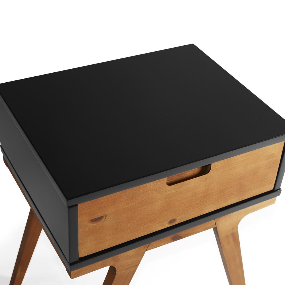 Mateo 1 Drawer Modern Side Table - Black/Caramel. Picture 6