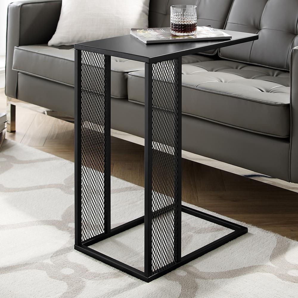 20" Metal Rectangle C-Table - Black. Picture 2