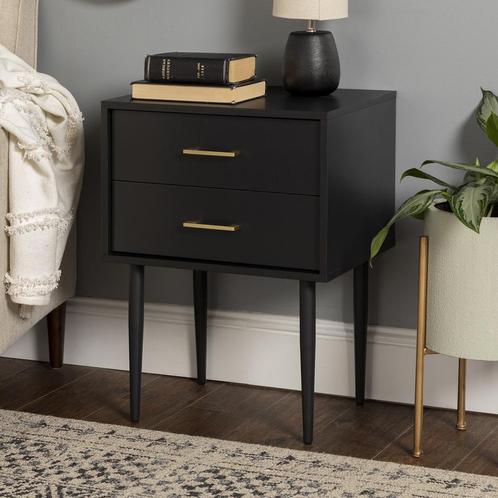 2 Piece 20" Two-Drawer Nightstand - Solid Black. Picture 3
