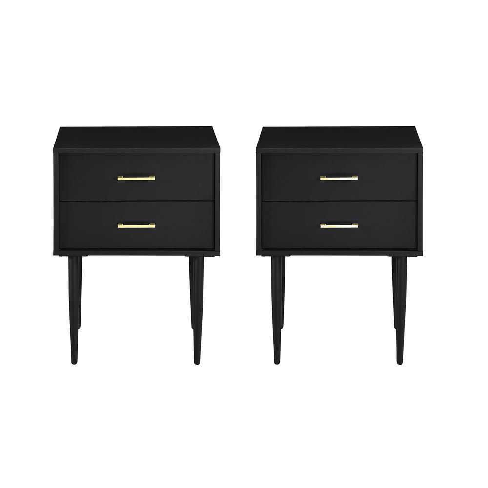 2 Piece 20" Two-Drawer Nightstand - Solid Black. Picture 1