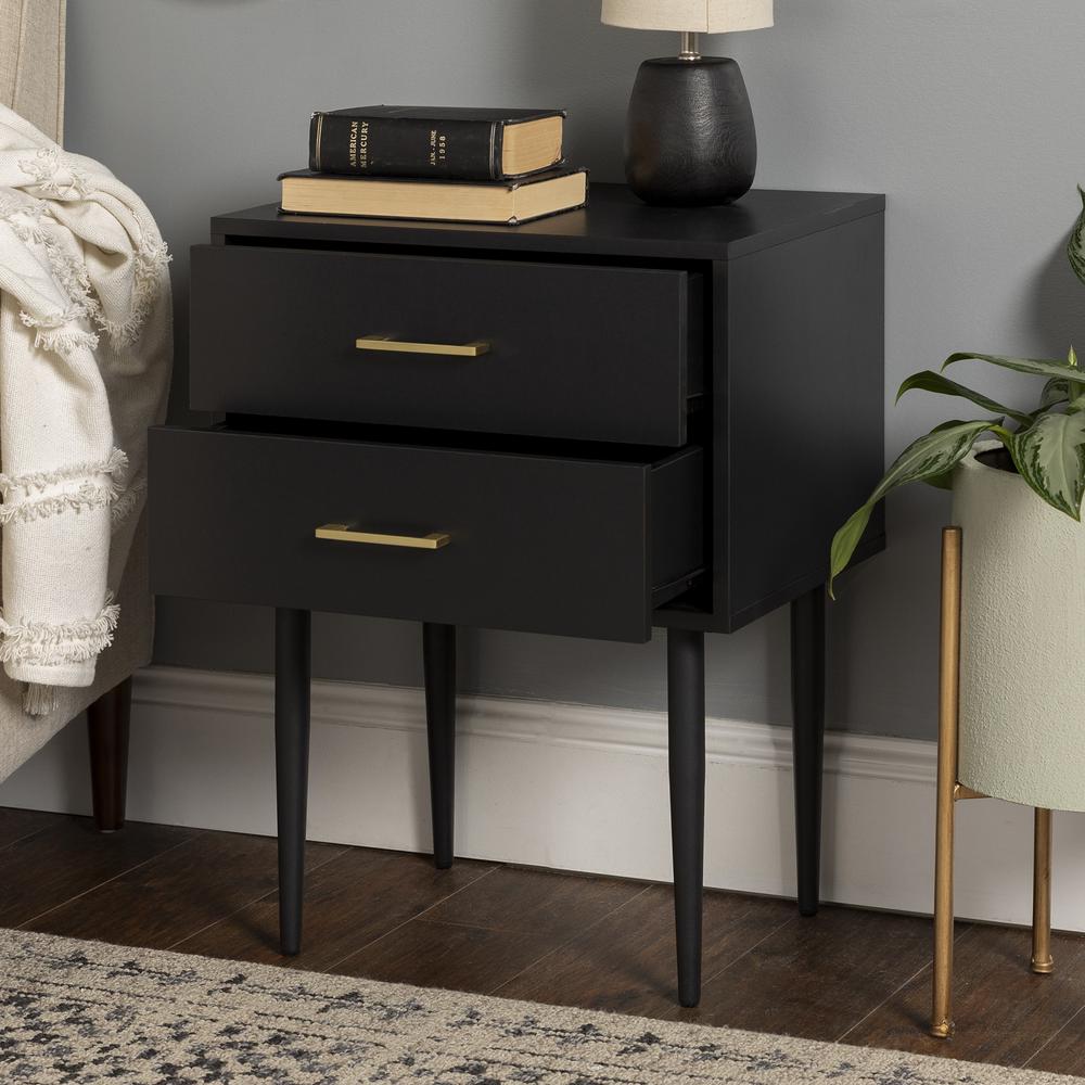 2 Piece 20" Two-Drawer Nightstand - Solid Black. Picture 4