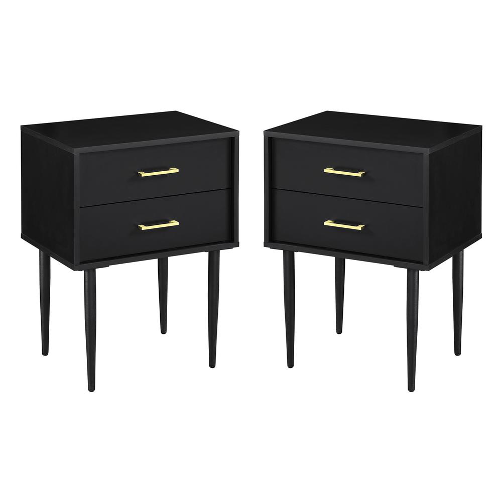 2 Piece 20" Two-Drawer Nightstand - Solid Black. Picture 10