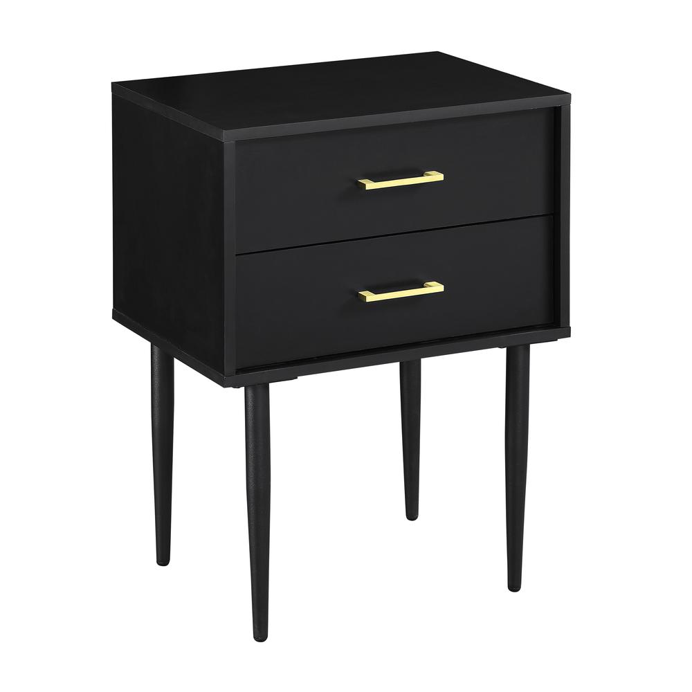 20" Olivia Two-Drawer Side Table - Black. Picture 2