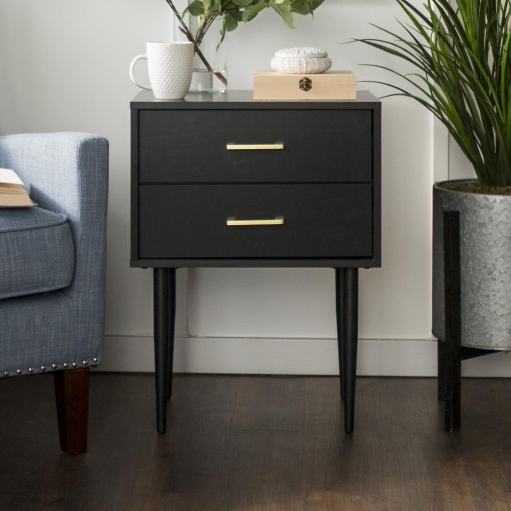 20" Olivia Two-Drawer Side Table - Black. Picture 3