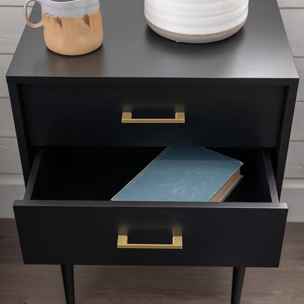 20" Olivia Two-Drawer Side Table - Black. Picture 4