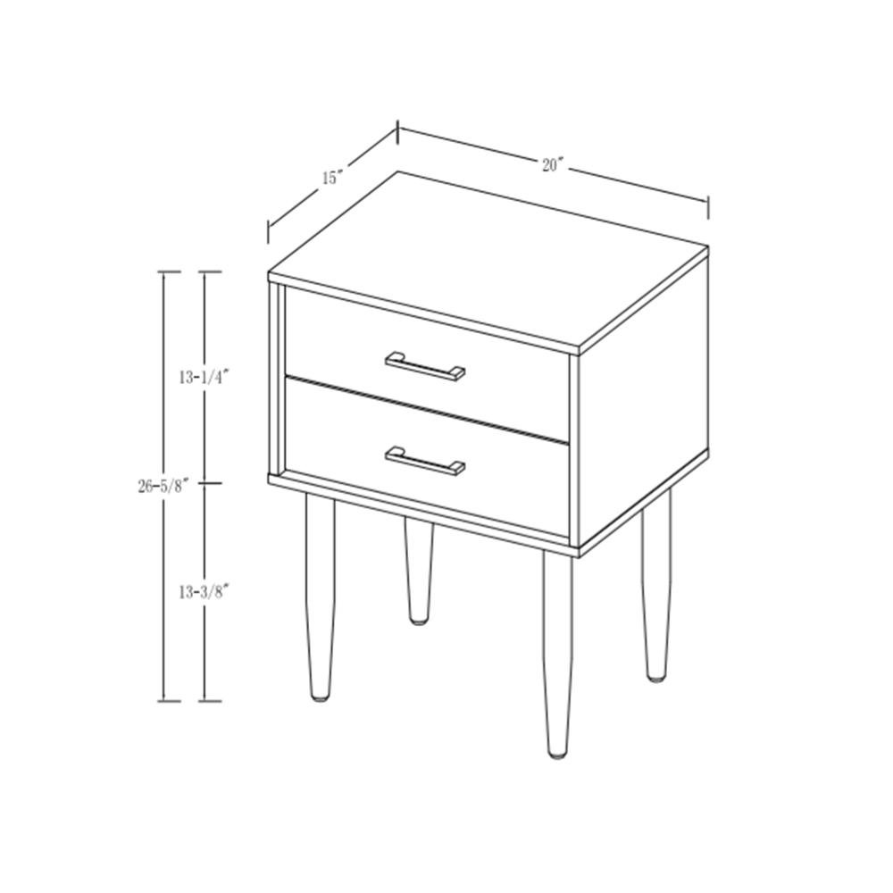 20" Olivia Two-Drawer Side Table - White. Picture 5
