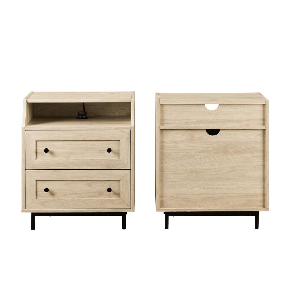 2 Drawer Nightstand with USB, Set of 2 - Birch. Picture 4
