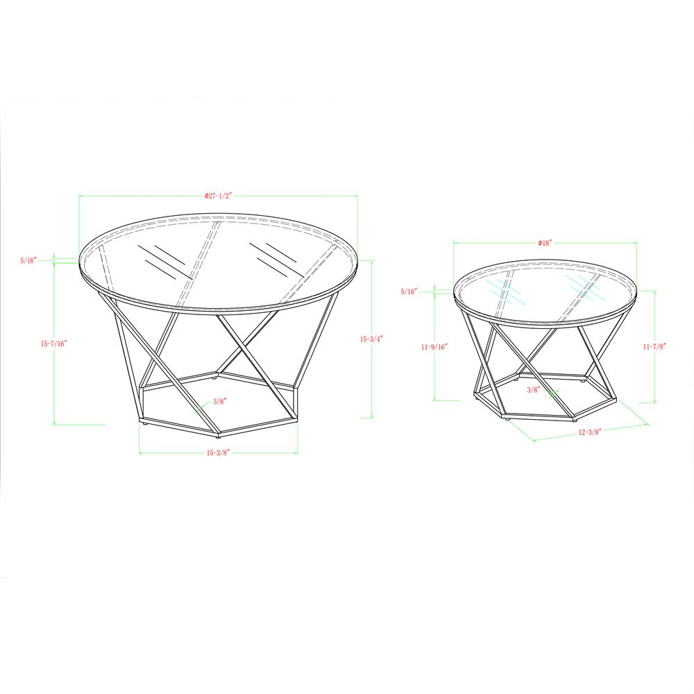 Geometric Glass Nesting Coffee Tables - Black. Picture 4