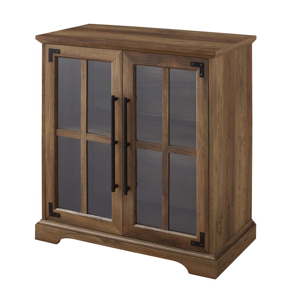 Modern Farmhouse Windowpane 2-Door Accent Cabinet – Reclaimed Barnwood. Picture 5