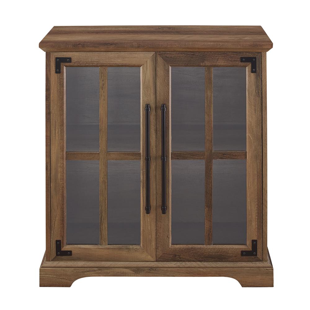 Modern Farmhouse Windowpane 2-Door Accent Cabinet – Reclaimed Barnwood. Picture 6