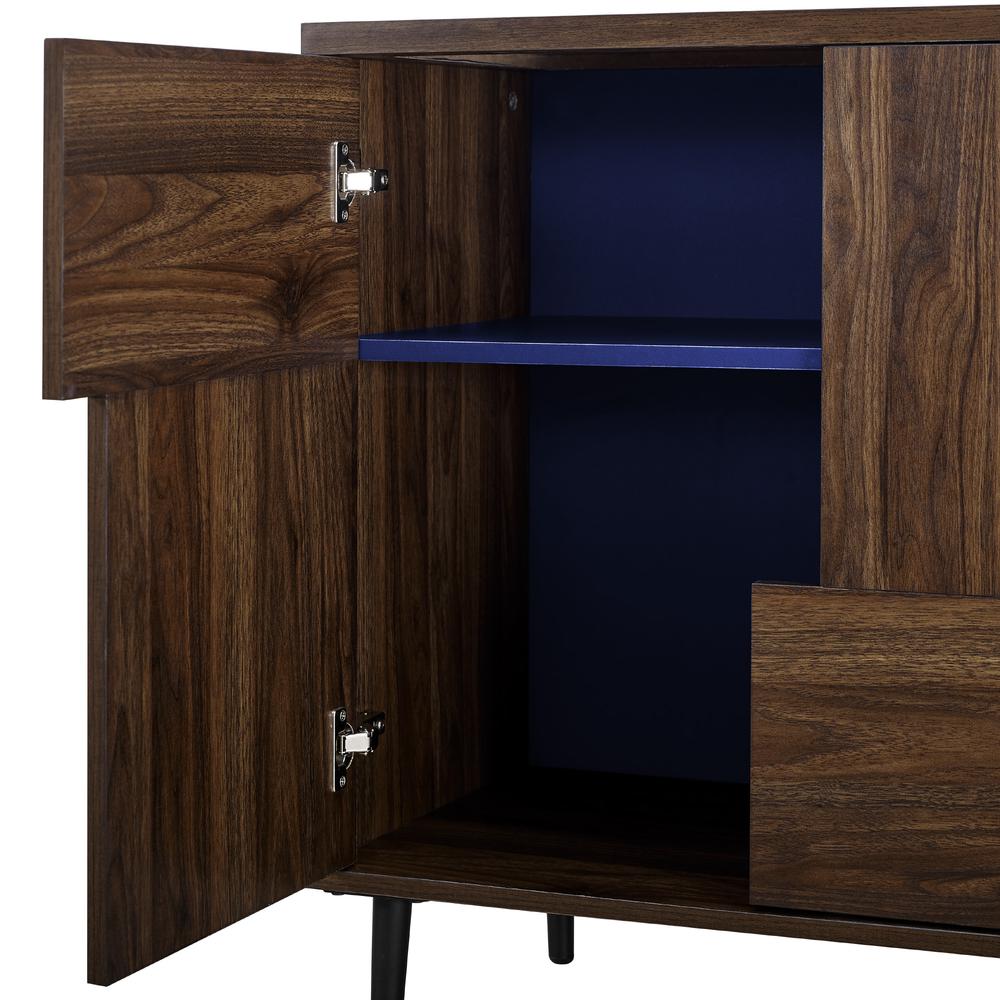 30" Modern Color Pop Accent Cabinet - Dark Walnut/Navy Interior. Picture 4