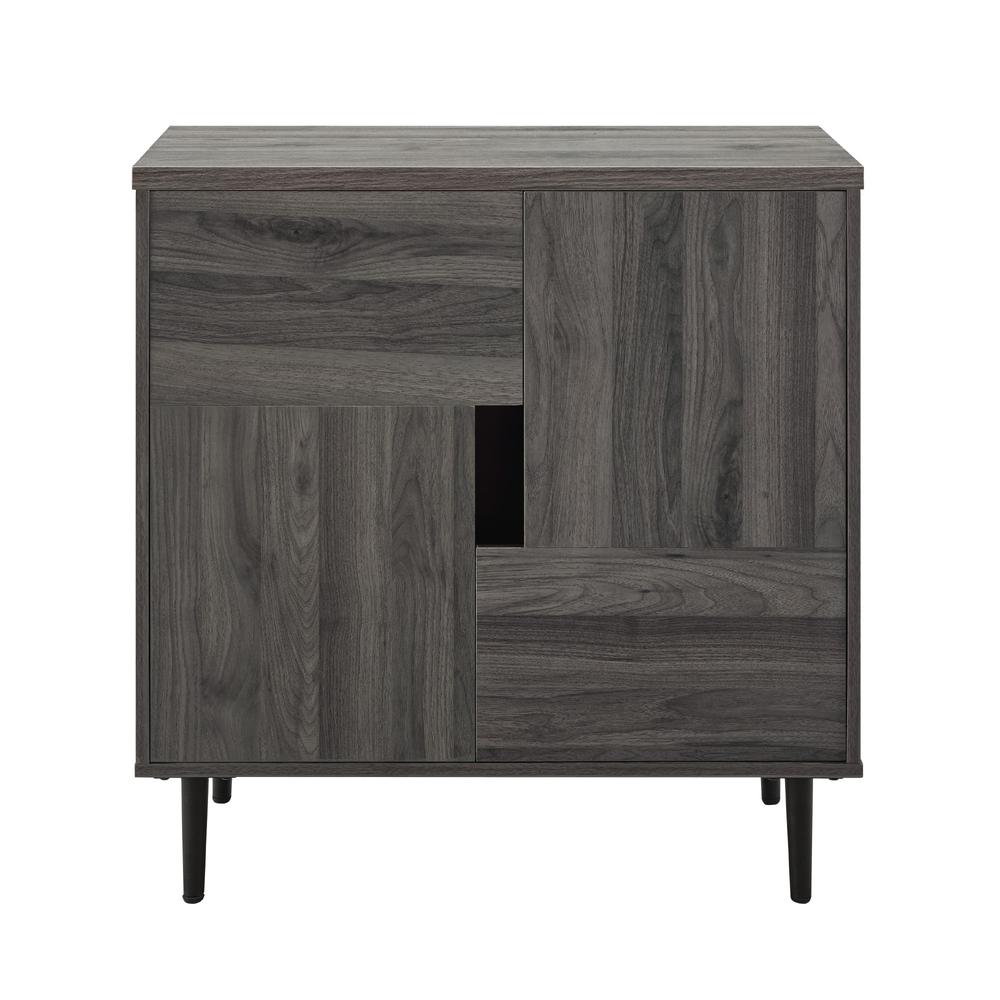 30" Modern Color Pop Accent Cabinet - Slate Grey/Red Interior. Picture 1